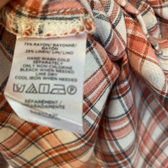 Loft Plaid Ruffle Trim Shirt XS - Picture 7 of 7